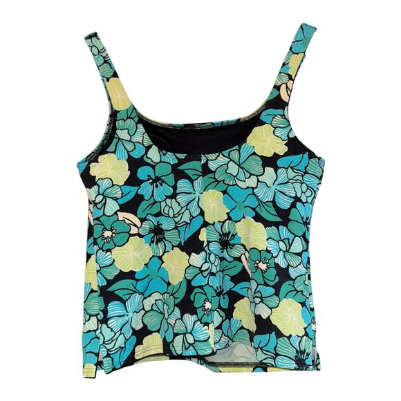 Lands End Tankini Top Swim Suit Women 8 Floral Blue Green Vacation Summer Floral - Picture 3 of 5